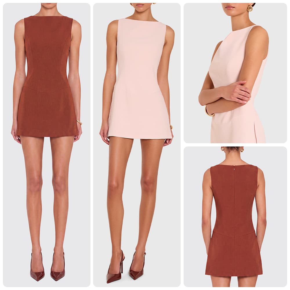Sleeveless Short Dress, One-Shoulder Neckline, Waist-Nipped A-Line Tank Dress, Simple Office Chic Sleeveless Mini Dress