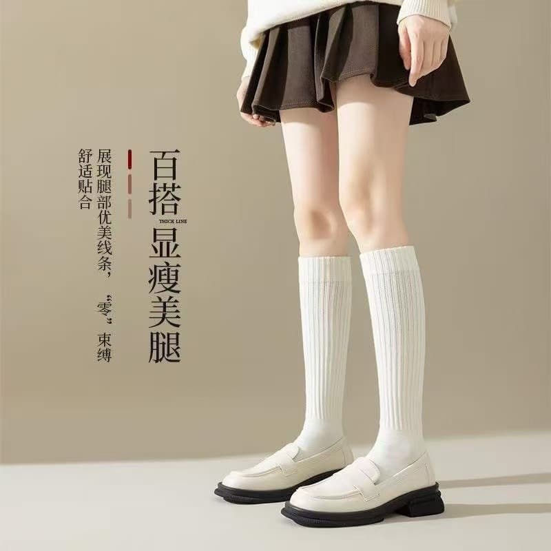 Women's Calf Socks for Autumn and Winter, Thickened JK Long Socks, Academic Style White Terry High Socks, Slouch Socks Factory Direct Sales