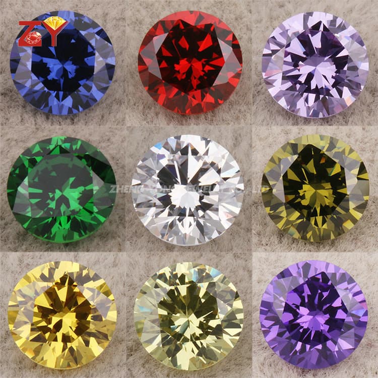 High quality colored zircon wholesale jewelry inlay stone synthetic gemstone 6mm Wuzhou zircon imitation diamond loose stone
