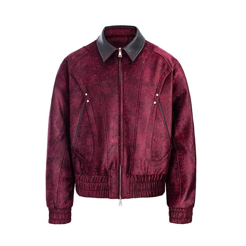 Trendy Brand Rivet Contrasting Suede Splicing Lapel Jacket for Men and Women Couples 2026 Autumn and Winter Loose Handsome Couple Jacket