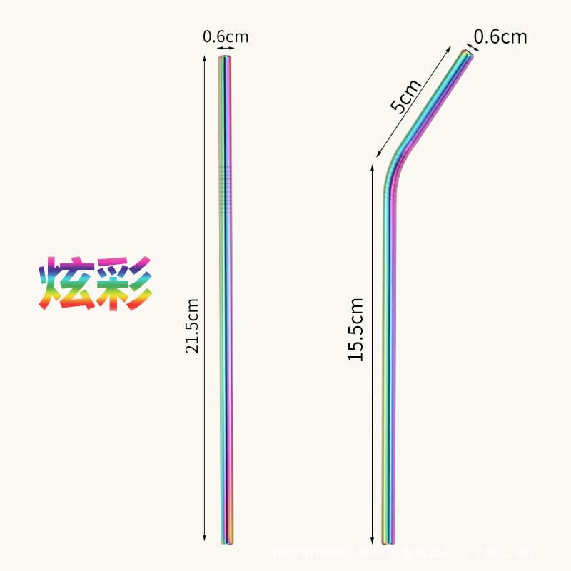 Food-Grade Stainless Steel Straws, Bent and Straight Tubes for Drinks and Milk Tea, 304 Colorful Metal Straws, Factory Direct