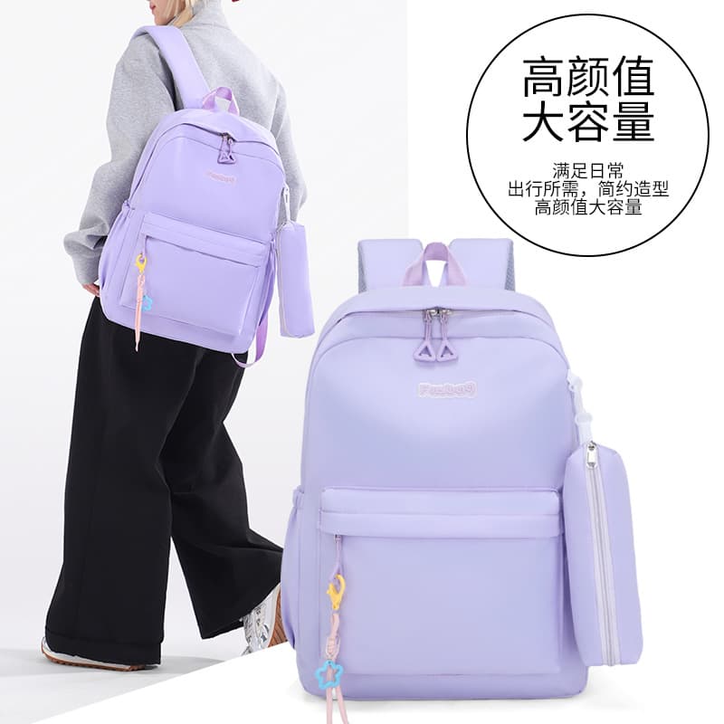 Cross-border New Student Backpack for Middle High School and College Students Large Capacity Backpack Cartoon Bag Street Fashion