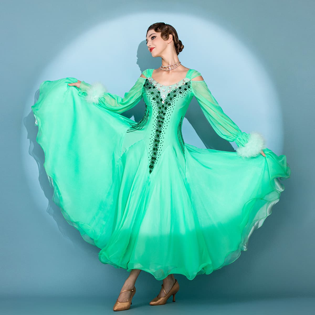 Manchester Mint! Elegant and Fresh! Jade Green Emergence! S7111 Modern Dance Luxury High-Custom Performance Costume