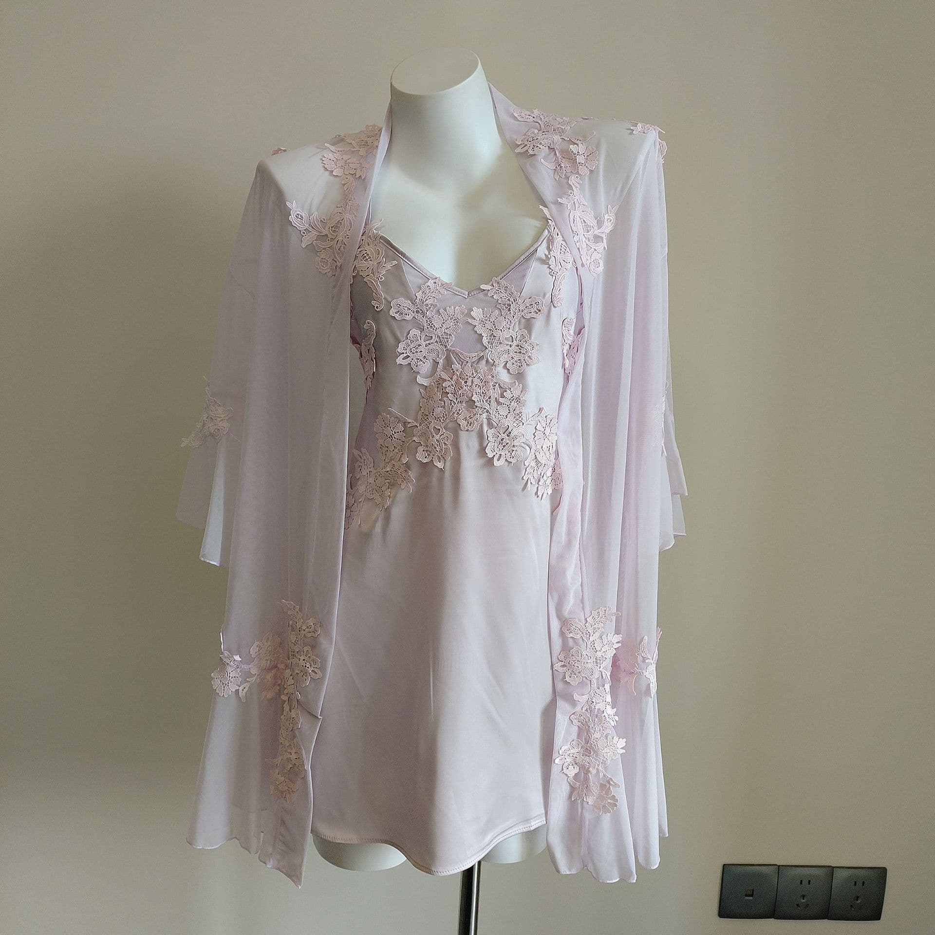 Large Lace Bow Deep V Seductive Camisole Nightgown Lace Ice Silk Camisole Sexy Backless Pure Desire Style Sleepwear