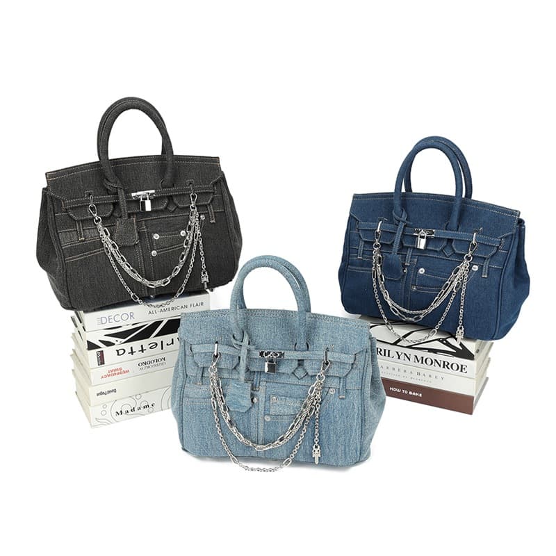 Factory direct sales women's bags, personalized shoulder crossbody bags, handbags, denim platinum bags, trendy chain women's bags