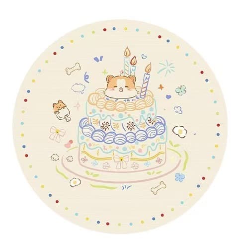 Cartoon Cream-Style Zodiac Animal Crawling Round Carpet, Crystal Velvet Carpet, Birthday One-Year-Old Grabbing Ceremony Carpet, Factory Direct