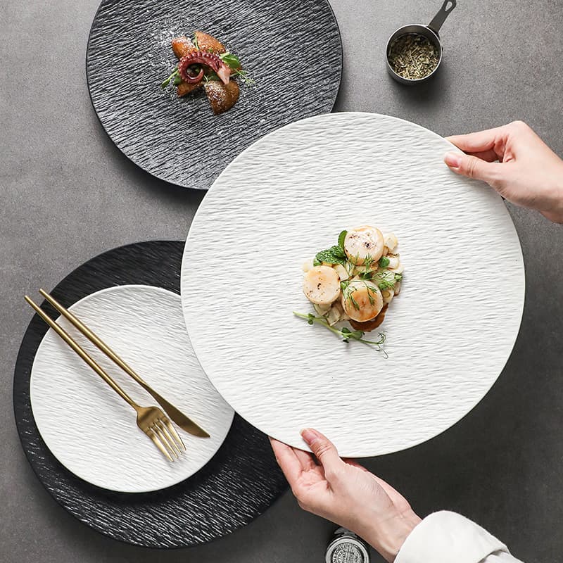 Ceramic steak dinner plate, high-end western food plate, round plate, household steak plate, pasta plate, hotel personalized dish plate