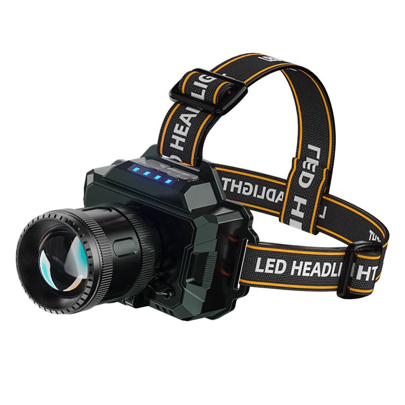 Dual Lithium Battery Zoomable High-Power Long-Range Headlamp, Rechargeable Waterproof Ultra-Bright Head-Mounted Mining Light, Extra-Long Battery Life Flashlight