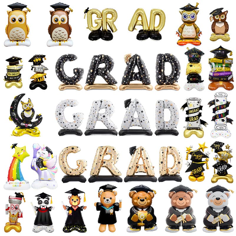 School Graduation Party Photo Background Props Large Graduation Cap 4D Standing GRAD Bear Doctor Cap Base Balloon