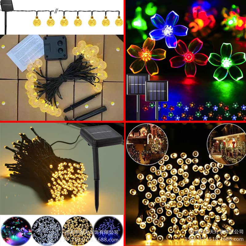 LED solar light string Christmas decoration outdoor waterproof star lights full of baby's breath star lights string lights camping atmosphere