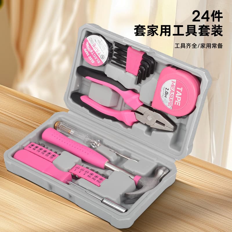 Complete Household Tool Set Pink 13-Piece Multi-Functional Gift Tool Kit
