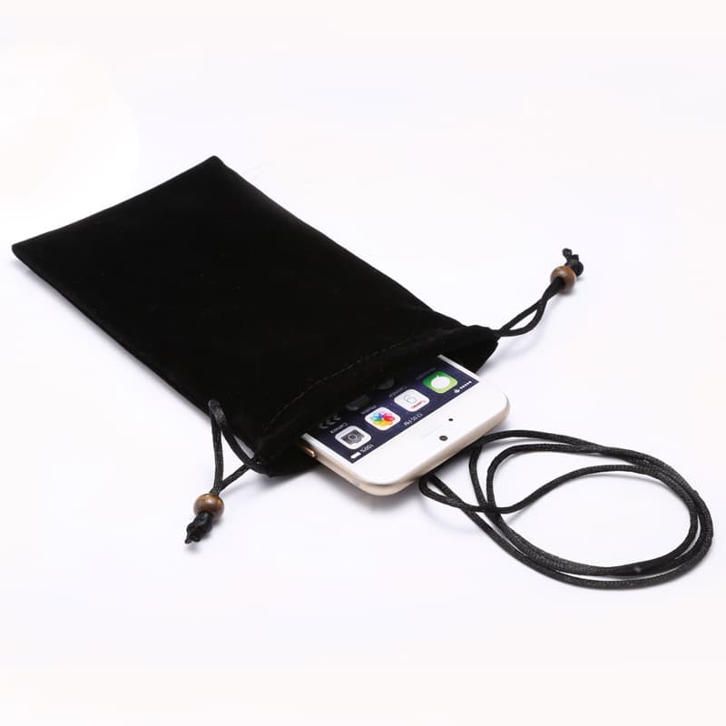 Universal Fabric Phone Pouch with Neck Strap, Anti-fall and Dust-proof Flannel Case for 4.7" 5.5" 6" 6.5" Screens