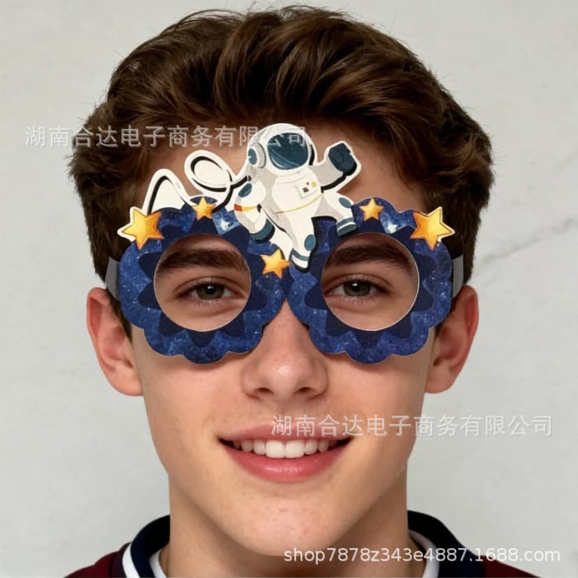Creative Children's Birthday Astronaut Series Cartoon Paper Glasses Frames 6 Pack Party Glasses Decoration Supplies