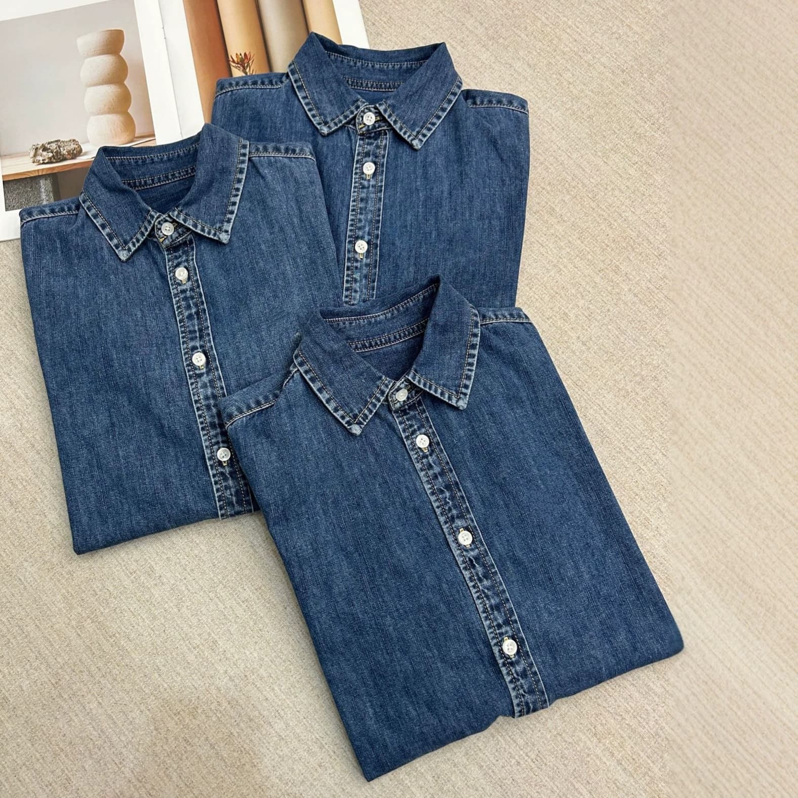[In Stock] RL/Ralph Lauren Colorful Pony Embroidered Washed Denim Long Sleeve Shirt Polo Shirt