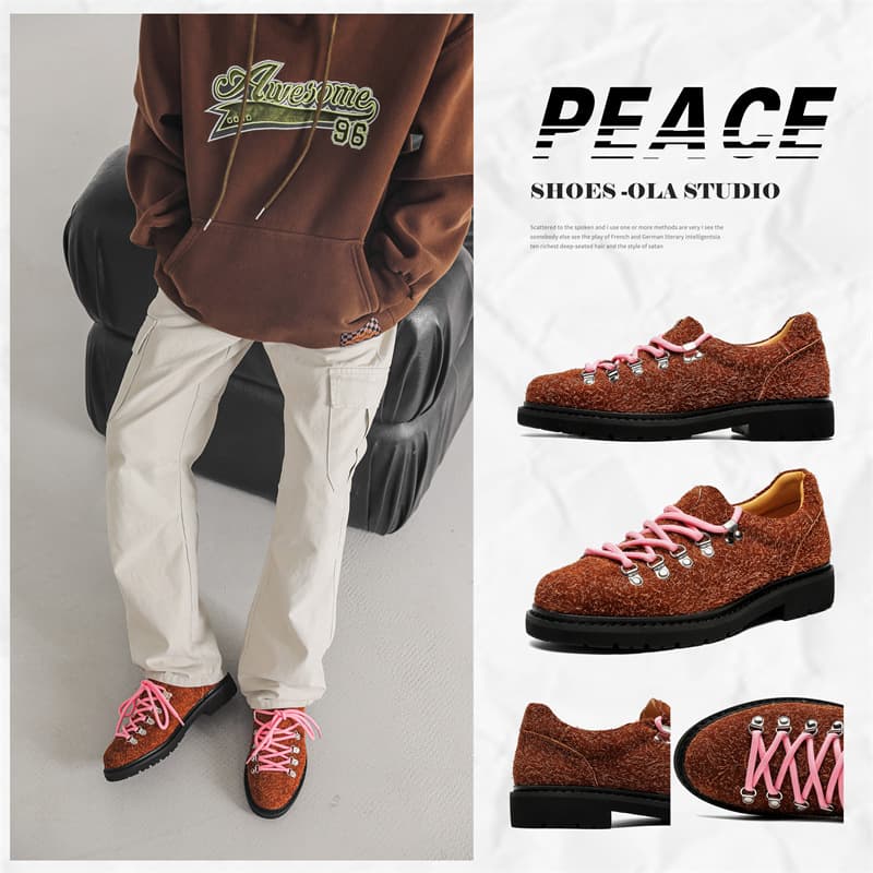 Derby Shoes Men 2024 New Versatile Lace-Up Single Shoes Casual Shoes with Height Increase Thick Sole Small Leather Shoes 66593-M