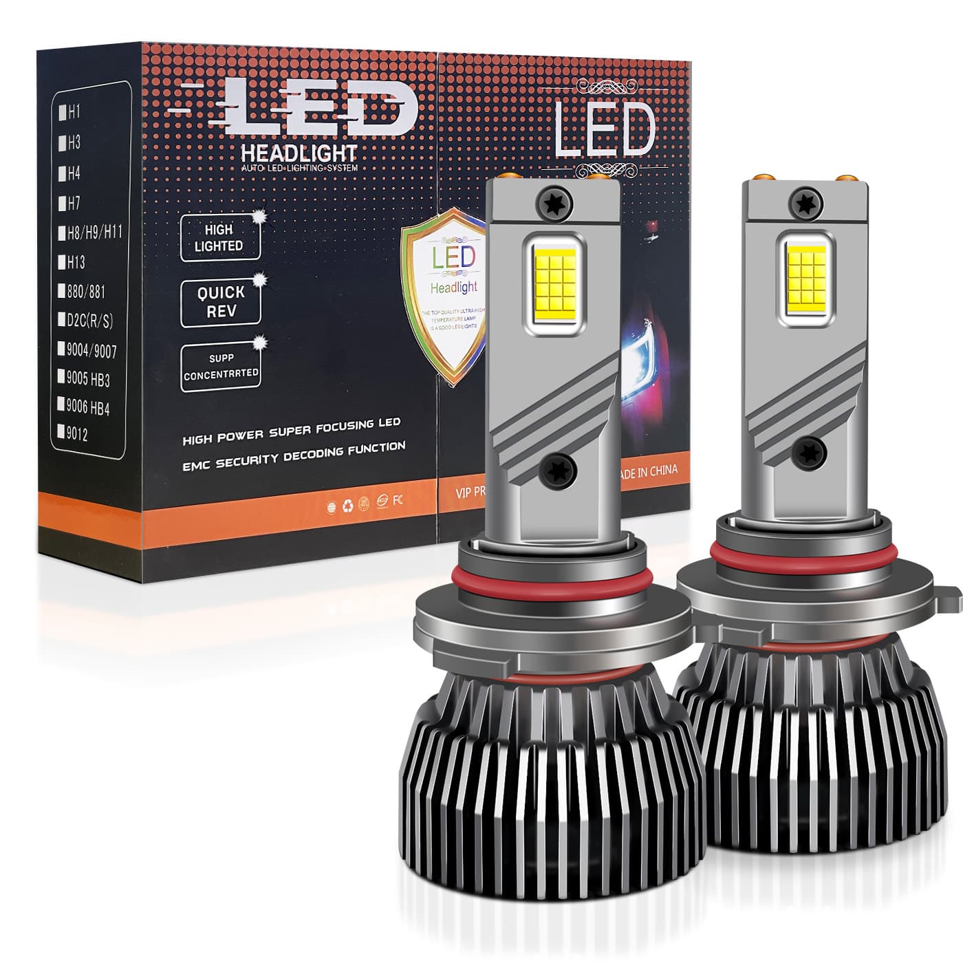 Cross-border 130W Dual Copper Tube H4 LED Headlight H7 Car H1 Bulb 9005 High Power 12V24V 9006 H11