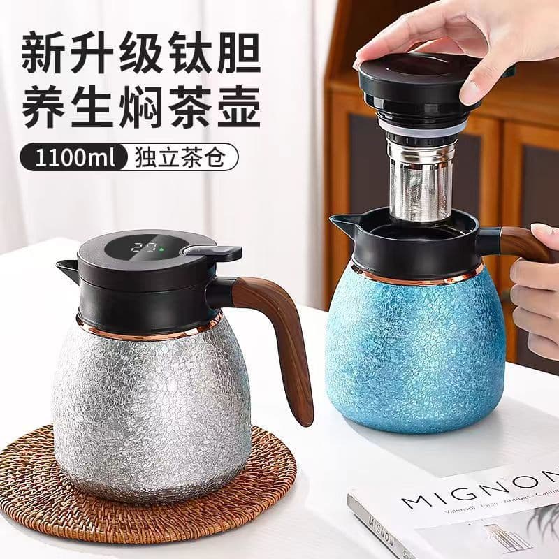 Titanium-coated Insulated Kettle Large Capacity 2025 New Model Thermos for Home Office Tea Separation Temperature Display Pot