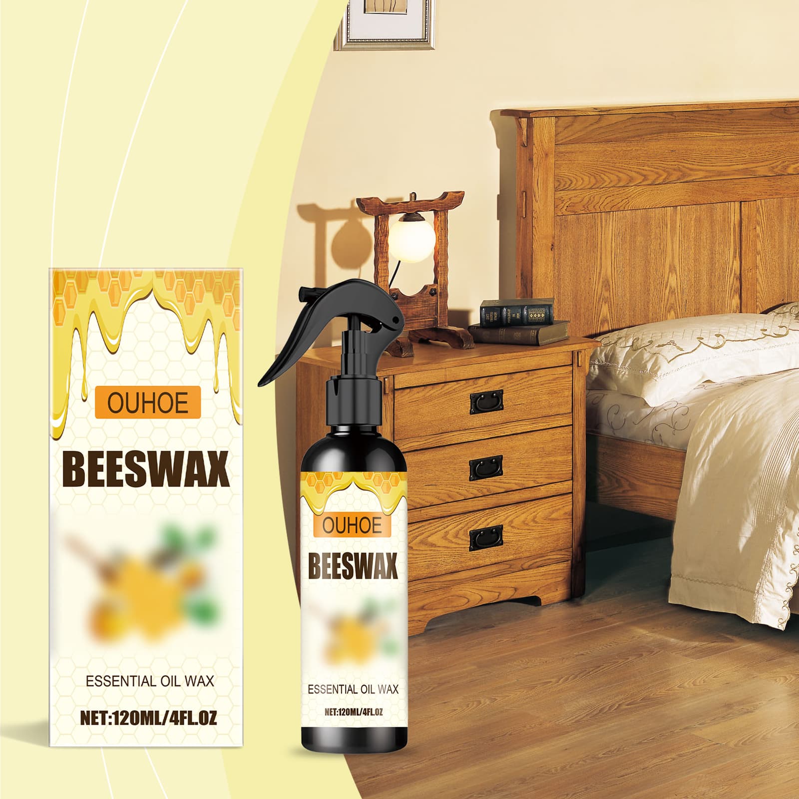 OUHOE Furniture Beeswax Spray - Clean, Enhance Shine, Gentle Care, Daily Maintenance Furniture Polish Beeswax