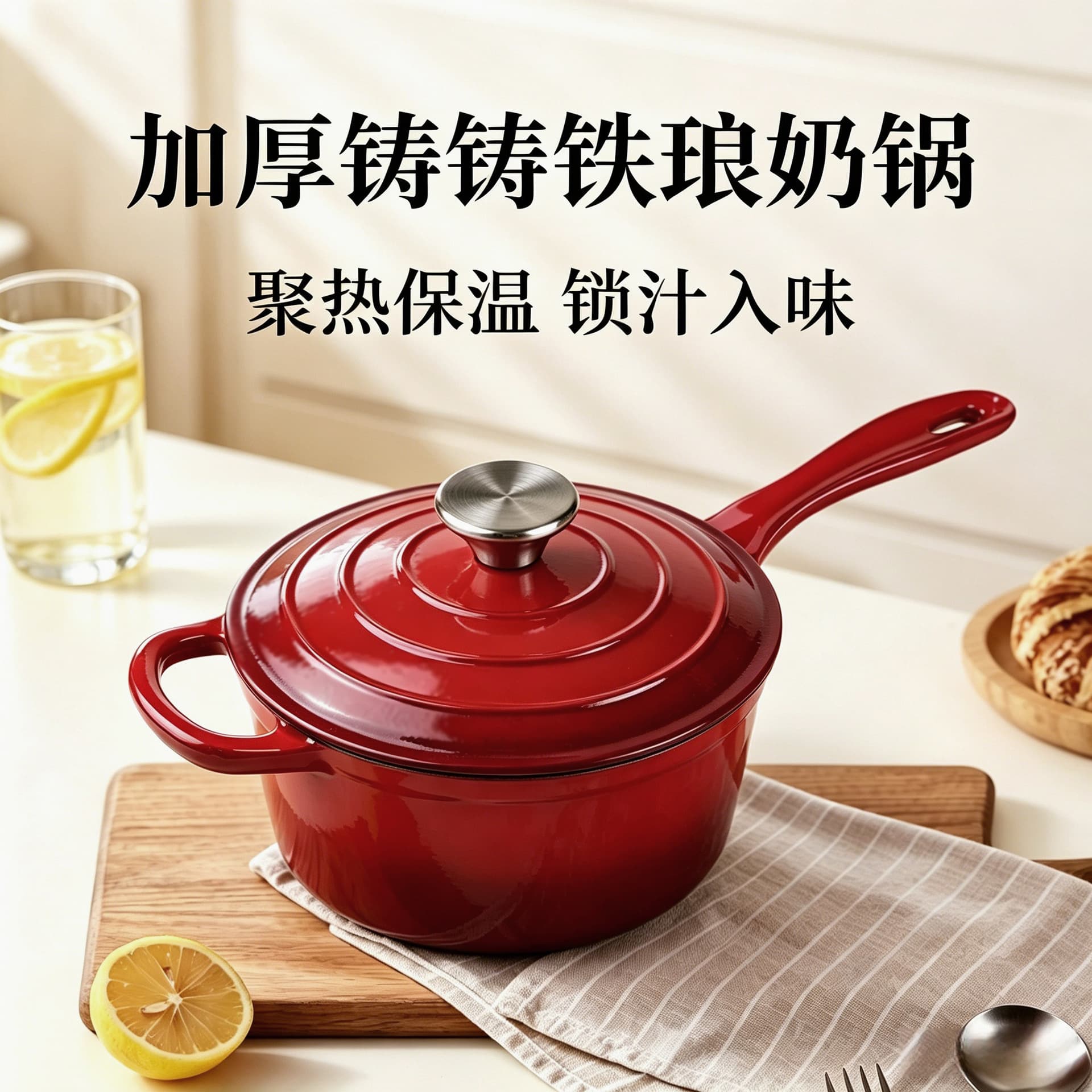 Thickened 19cm Cast Iron Enamel Pot Milk Pot Porcelain Pot Multi-Function Hot Milk Pot Baby Food Pot Sauce Pot