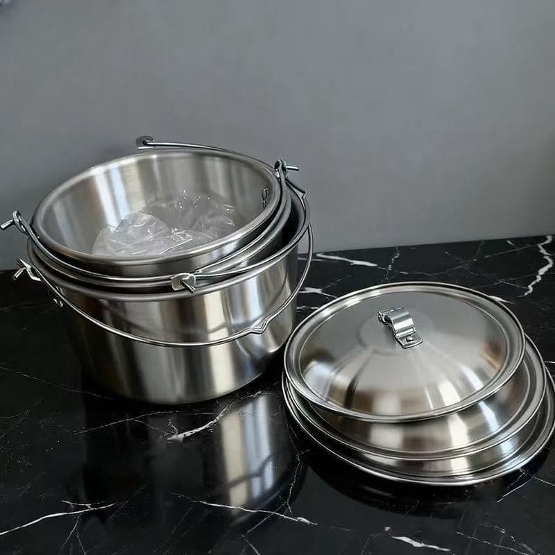 Retro Home Use Aluminum Multi-functional Pot with Hanging Wire, Milk Pot, Herb Pot, Instant Noodle Pot, Food-grade Double-handled Lard Pot