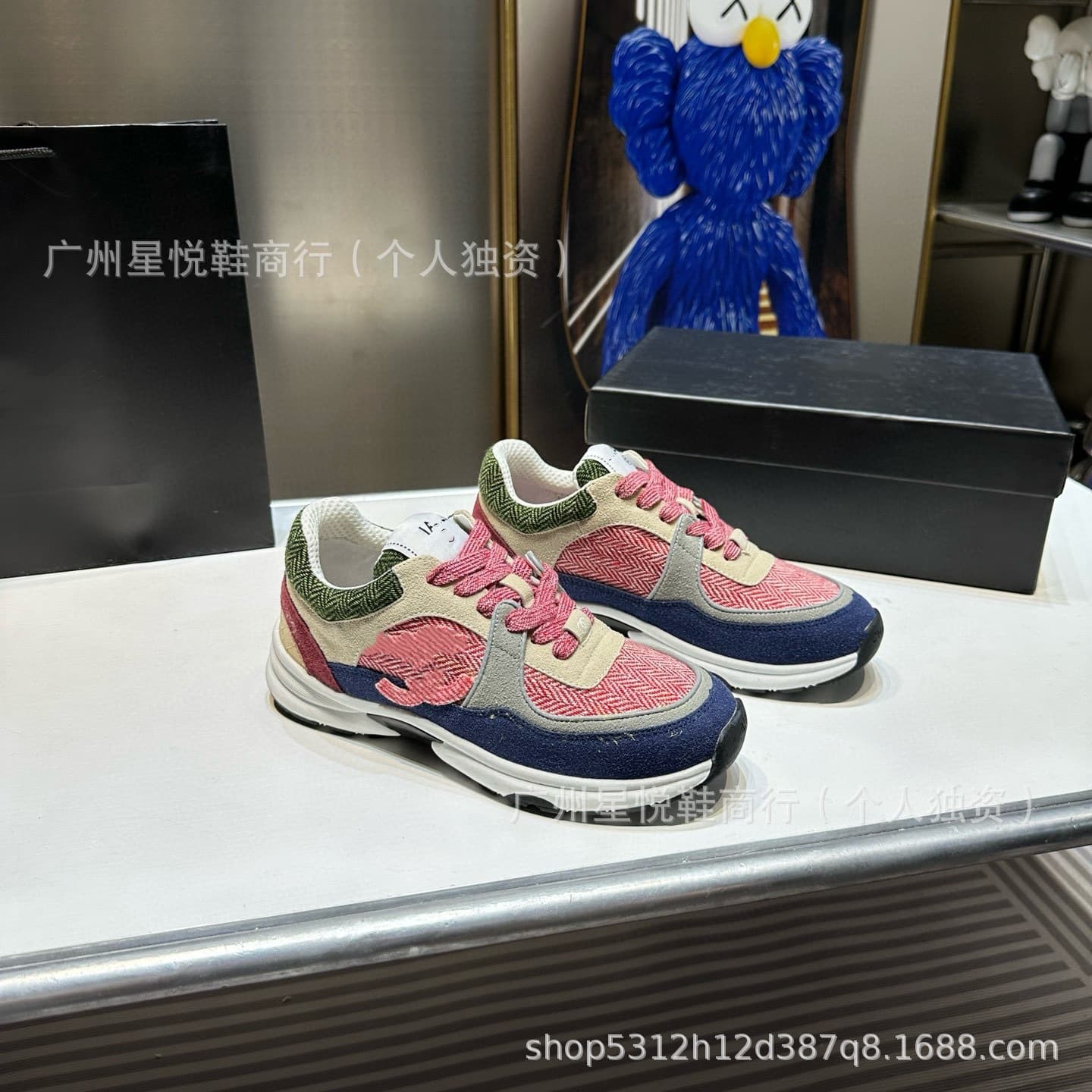 Xiangzi Series Printed Panda Shoes 2025 Early Spring Lace-Up Platform Suede Sneakers Thick-Soled Women's Shoes