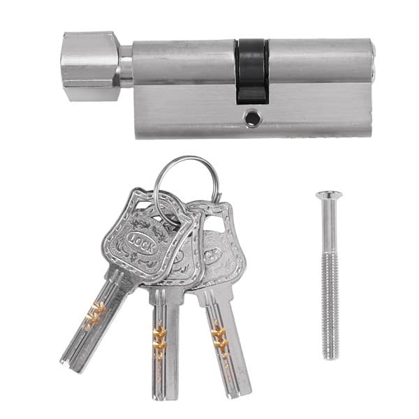 1 Set Platinum Zinc Alloy Round Knob Lock Cylinder Small 70 Single-Open Cylinder Indoor Zinc Alloy Door Lock European Standard Lock