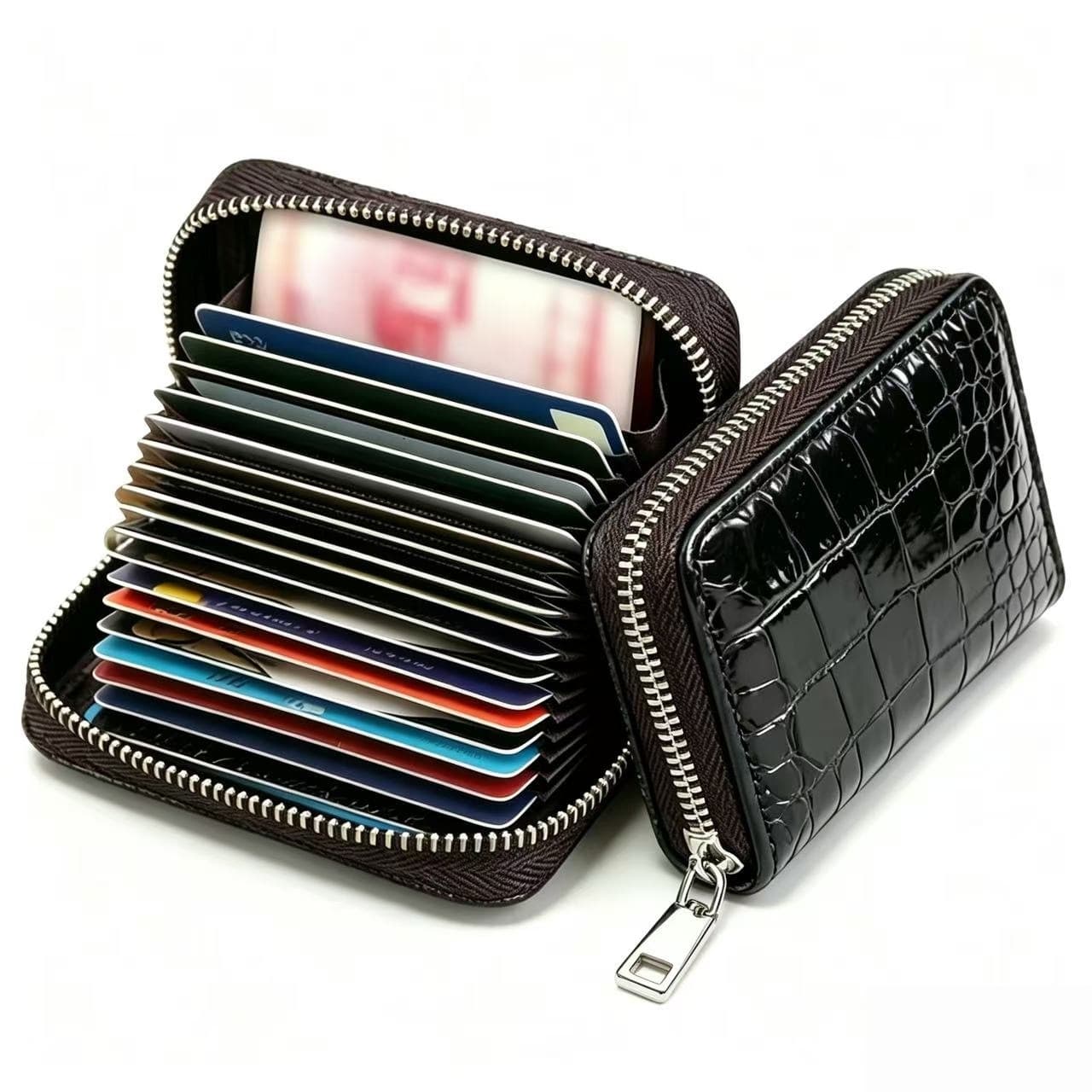 Exquisite High-End Crocodile Pattern PU Card Holder for Women, Anti-Theft New Style, Integrated Anti-Demagnetization, Ultra-Thin Large Capacity Card Case