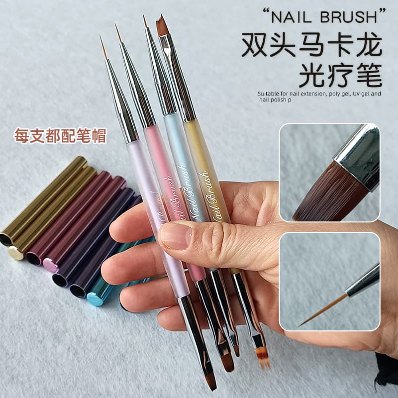 Japanese-style double-headed manicure construction brush shaping pull-string nail painting pen light therapy pen French crescent pen blending pen