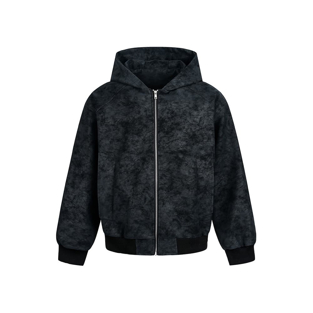 CATTEEIUS American Cleanfit Lychee Leather Hooded Jacket for Men and Women Spring Couple Style Premium Coat