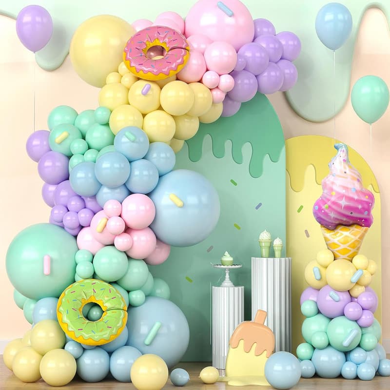 Macaron Donut Balloon Arch Set Birthday Party Dessert Theme Background Decoration Balloon Garland