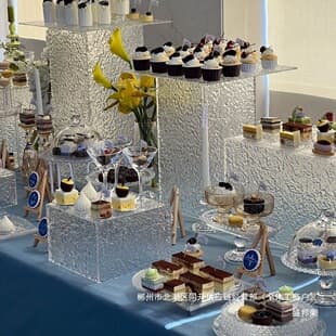 Factory direct dessert stand for buffet, wedding, banquet decoration, afternoon tea water ripple acrylic display stand