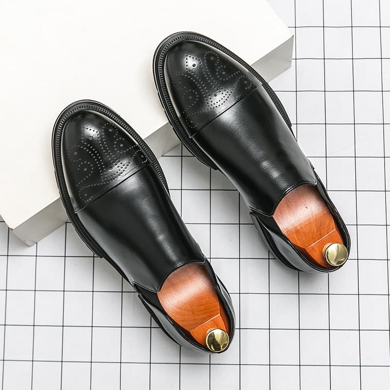 Cross-border Men's Business Leather Shoes, Men's Export Large Size Brogue Loafers, Men's Slip-on Formal Casual Shoes