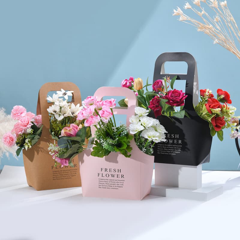 Flower handbag creative kraft paper bouquet packaging bag Internet celebrity letter flower packaging box flower shop Chinese Valentine's Day flower box