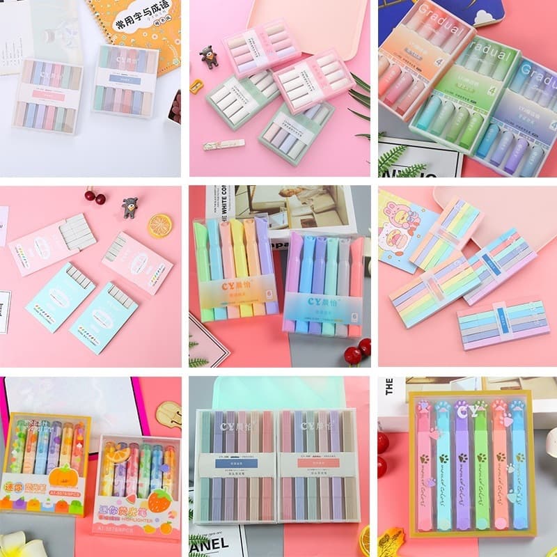 High-Aesthetic Colored Highlighter Set, Round and Chisel Tips, Broad Stroke, Large Capacity Student Marker Pens for Notes and Journaling