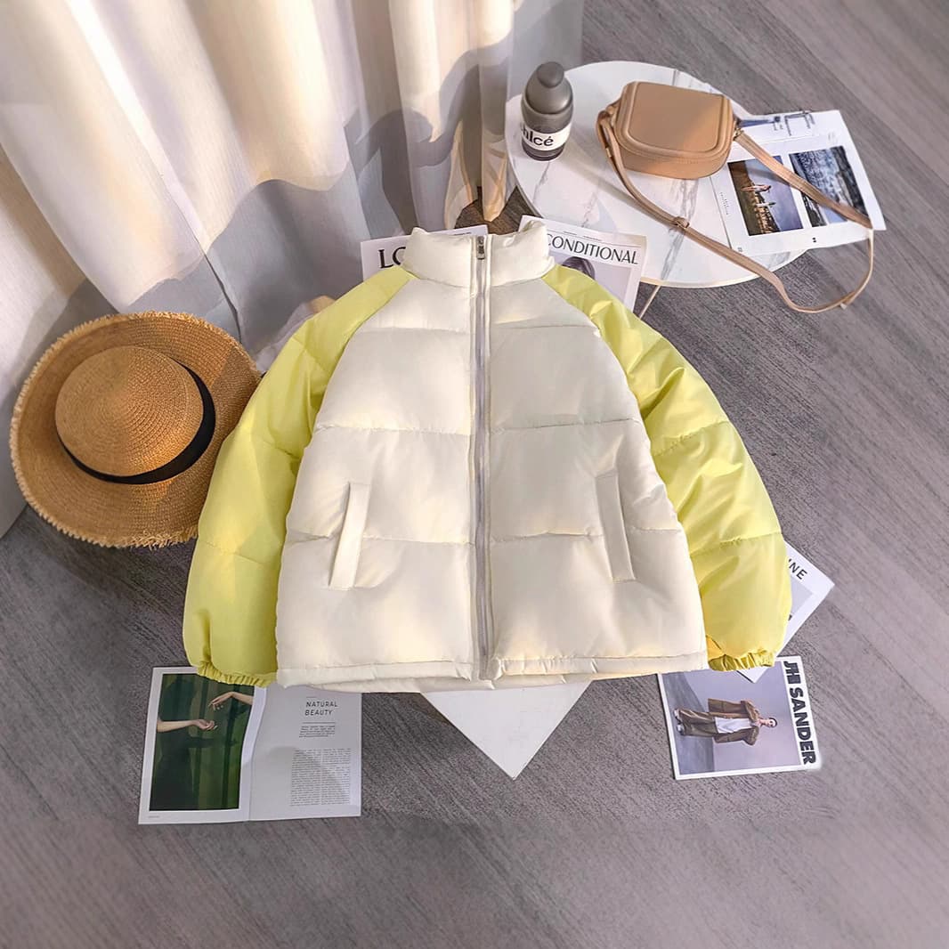 Foreign trade down jacket women's winter 2025 new thickened couple's cotton jacket design niche color matching bread jacket