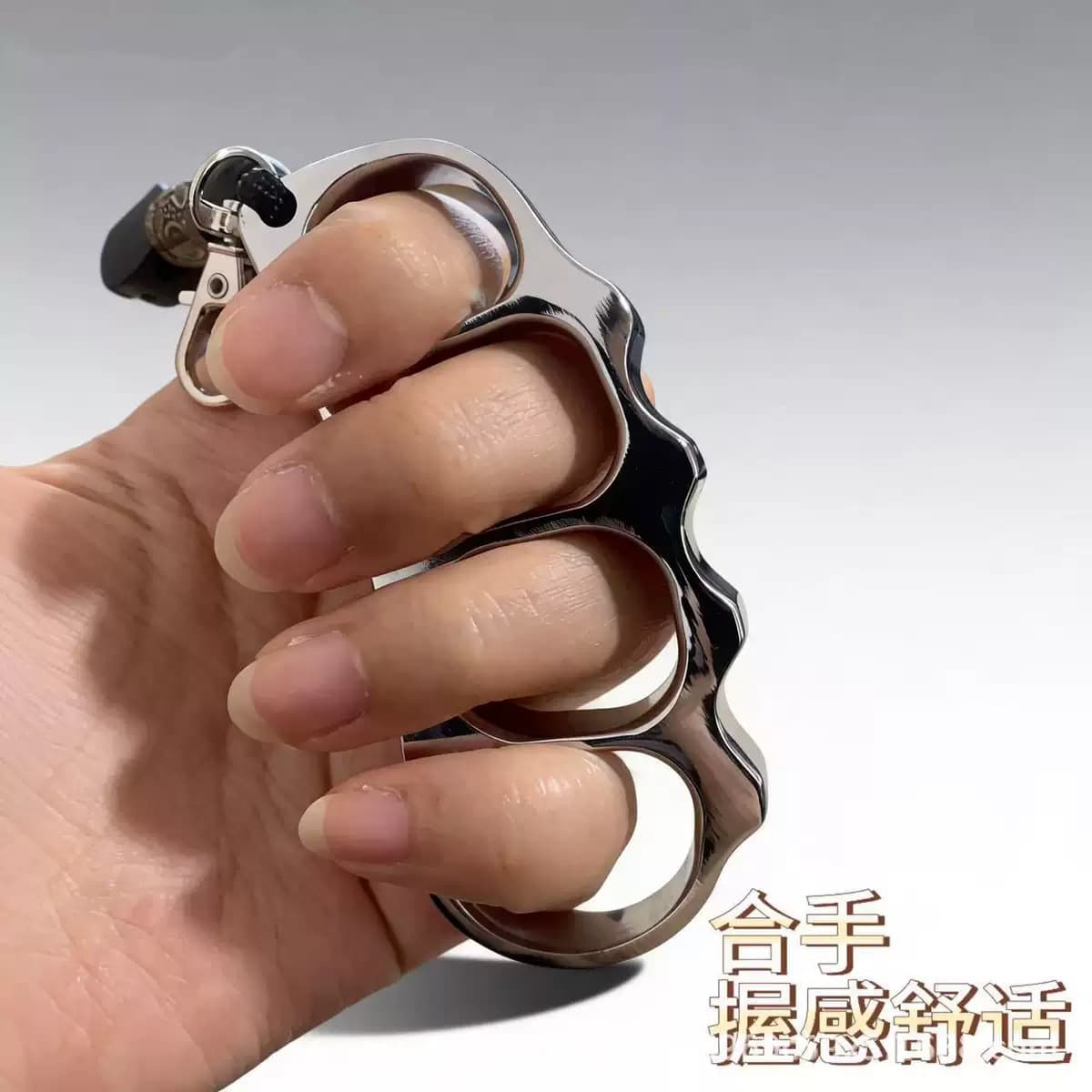 Thickened Stainless Steel Pure Steel Knuckle Duster Glass Breaker Self-Defense Anti-Wolf Car Knuckle Outdoor Hand Support Pea Self-Defense
