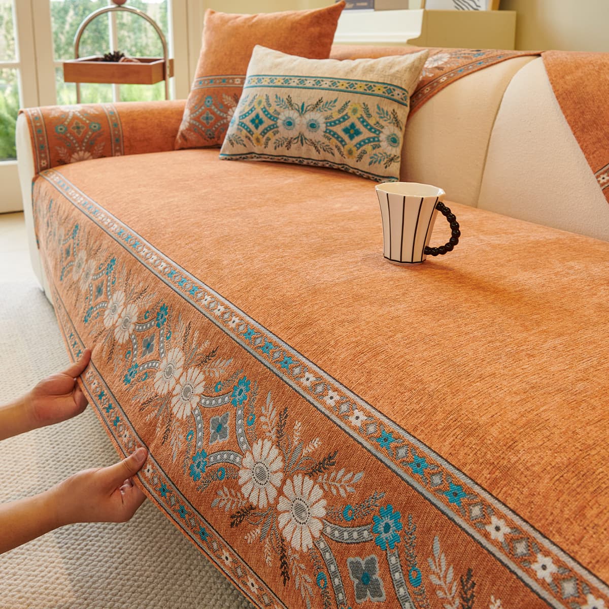 Cross-border Hot Sale Sofa Cover Four Seasons Universal Non-slip Ethnic Style Chenille Sofa Cover Sofa Universal Slipcover Sofa Fabric