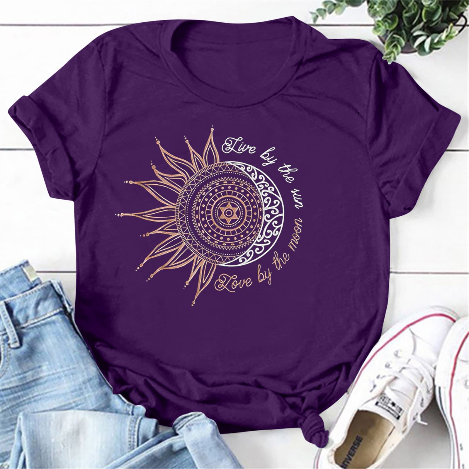 Summer New Arrival Women's Rainbow Sunflower Cactus Loose Pullover Fashionable Cotton Short-sleeved Women's T-shirt
