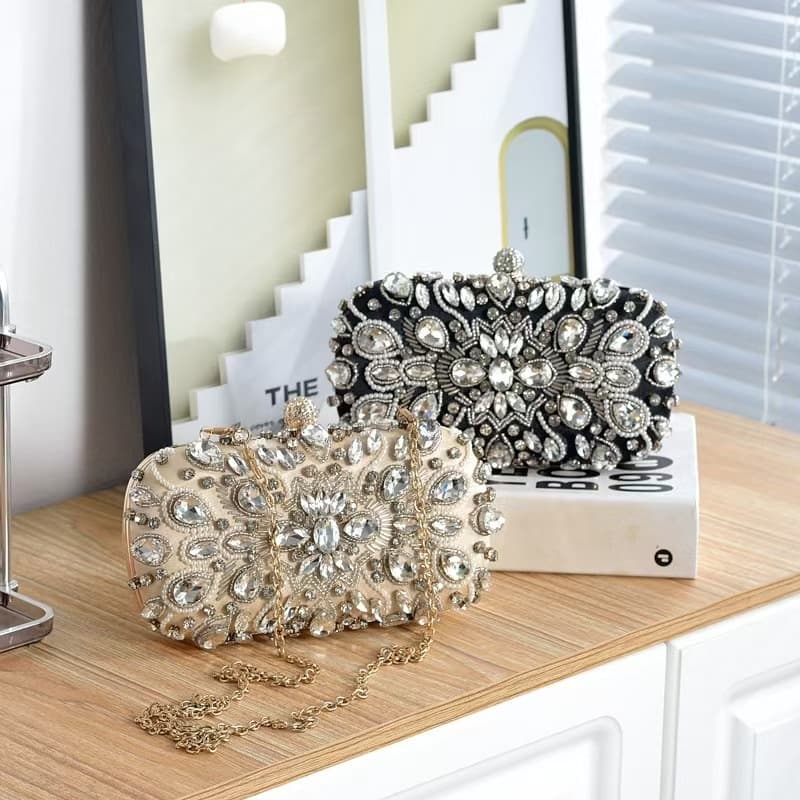 Cross-border new handmade European and American embroidery rhinestone beads bead embroidery dinner bag heavy industry banquet clutch bag evening bag