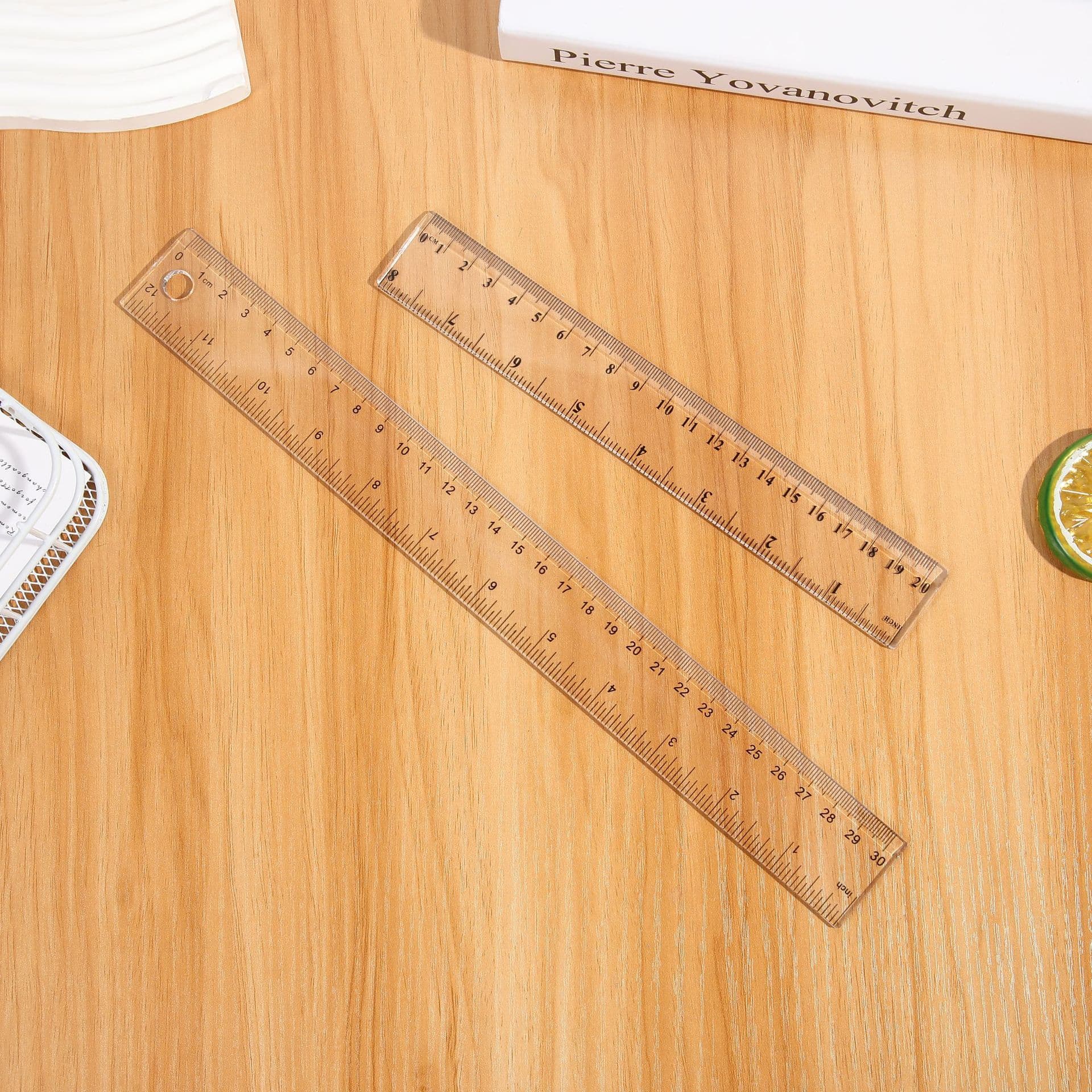 Plastic Transparent Straight Ruler Wholesale Double-sided Printing Inches Centimeters 15CM 20CM 30CM Student Ruler