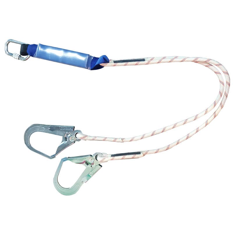 HanDun HD-FP1862 12mm Double-Fork Buffer Tie Rope with 1 Safety Hook + 2 Scaffold Hooks, 1.2m
