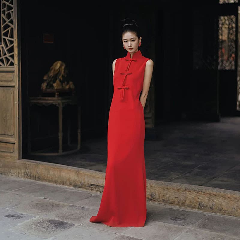 2026 New Style Bride Chinese Improved Cheongsam Red Morning Robe National Style Light Luxury Niche Wedding Dress