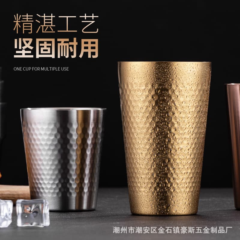 Korean 304 stainless steel double-layer water cup, beer cup, outdoor camping cup, tea cup, beverage cup, juice cup merchant