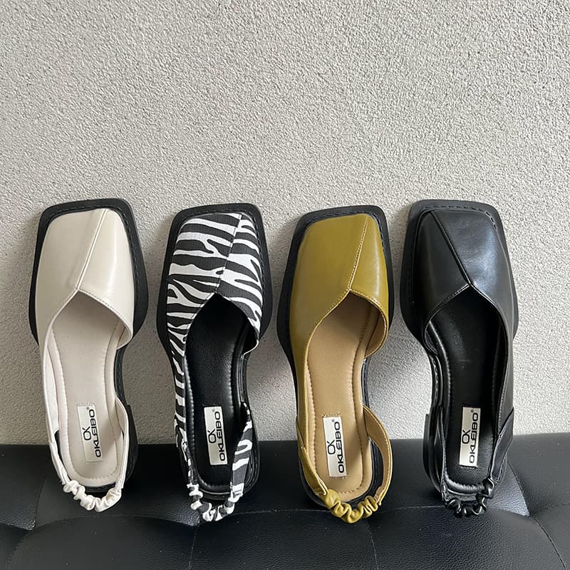 2025 summer closed-toe sandals for women, square toe grandma shoes, slip-on lazy bean sandals for women wholesale