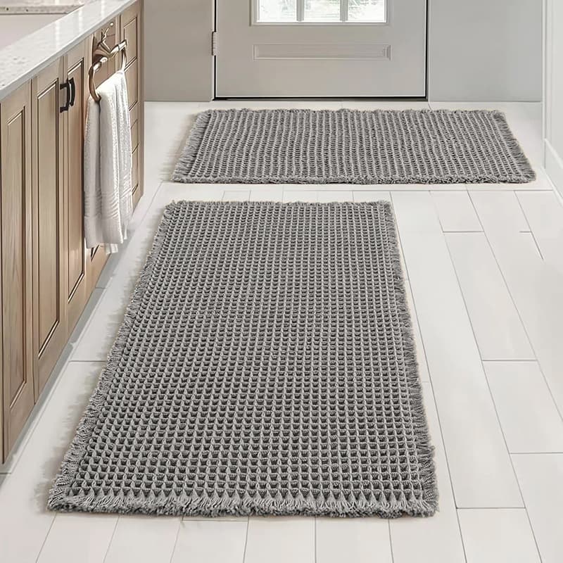 Amazon Hot Selling Solid Waffle Bathroom Floor Mat, Water-Absorbent Non-Slip Mat for Bathroom and Toilet Entrance