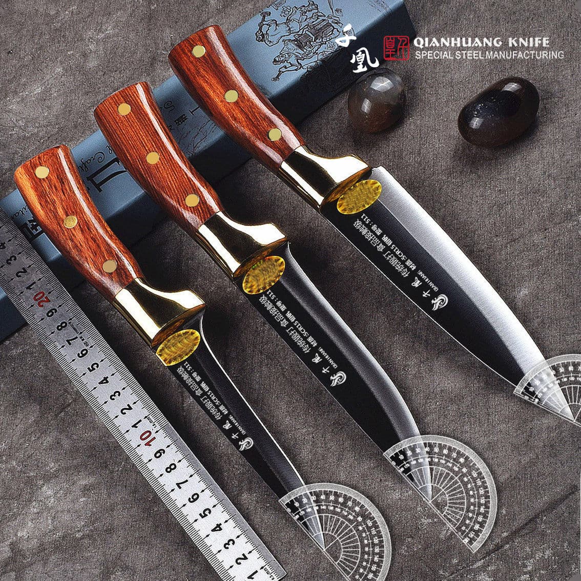 Qianhuang 7cr17 boning knife, commercial high-hardness butcher meat cutting stainless steel division knife, cattle/sheep/pig slaughter specialized