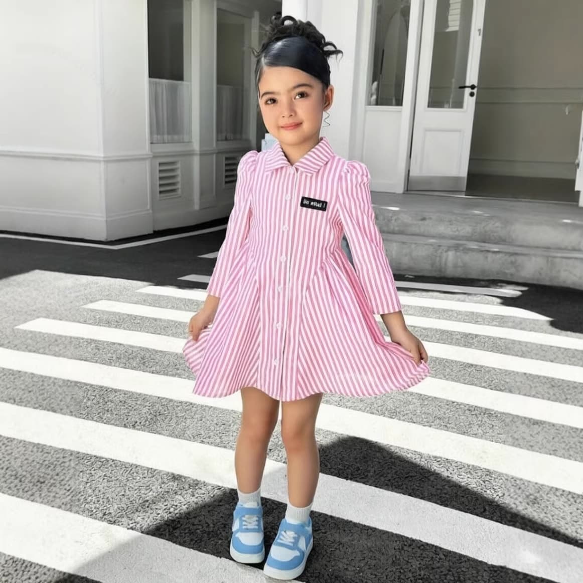 Summer 2026 Girls New Thin Vertical Stripe Shirt Baby Loose Sun Protection Long Sleeve Blouse