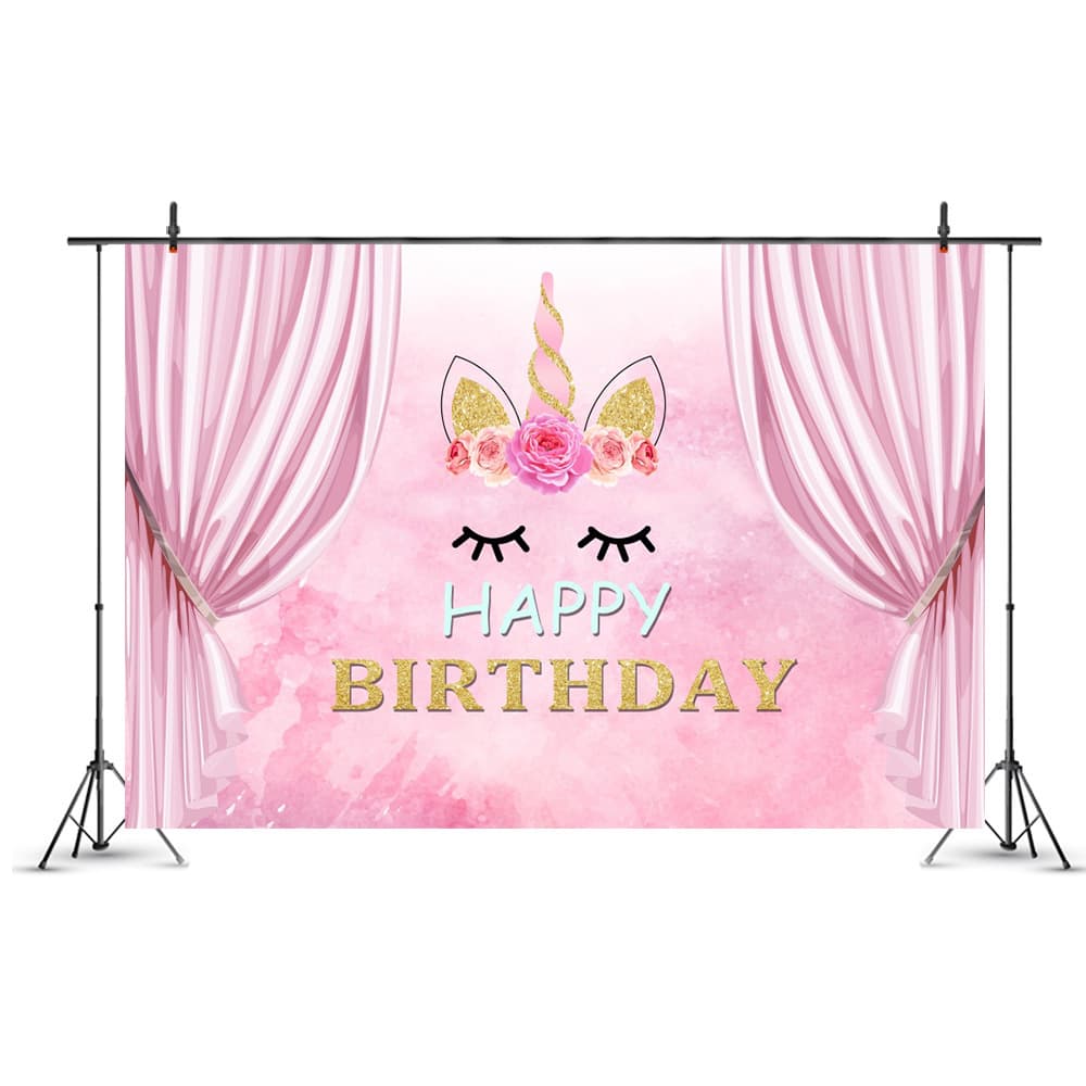 Pink Unicorn Children's Birthday New Style Photography Backdrop for Photo Shoots Studio Props