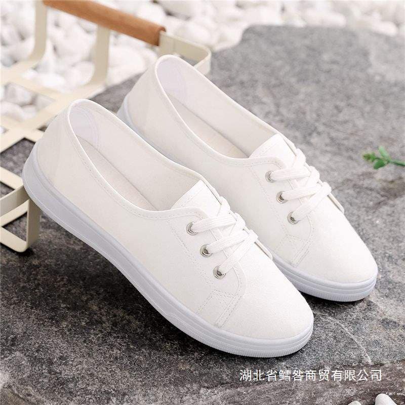 2025 New White Canvas Women's Sneakers Flat Shoes Korean Style Versatile Spring Autumn Student Cloth Shoes