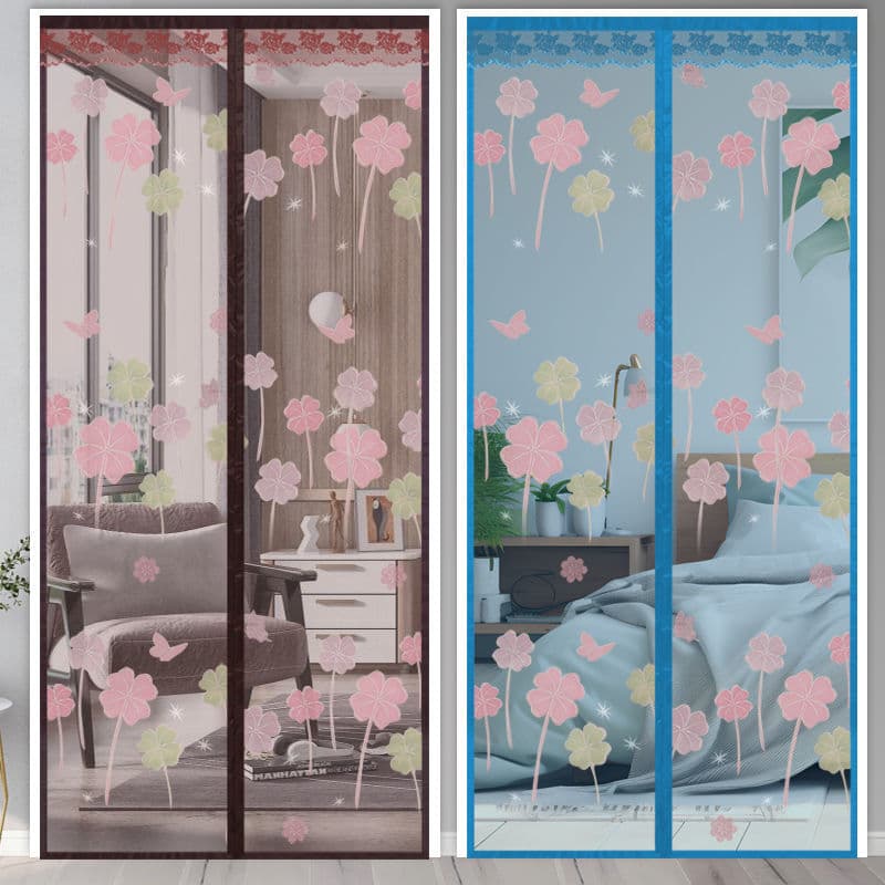 Velcro Mosquito-Proof Door Curtain, Quiet, Simple Magnetic Soft Screen Door for Bedroom, Summer Dense Screen Window, No Drilling Required